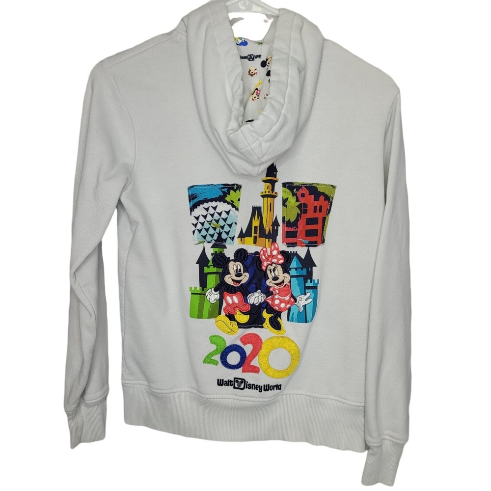 Vintage 2020 Walt Disney World Zip‎ Up Double Sided Hoodie Stitched Womens Sz S